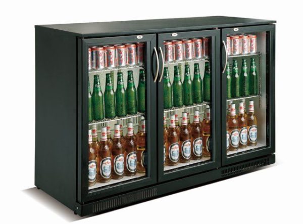 Backbar - Barkøleskab - 3 låger - Sort